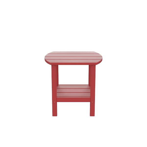 red plastic outdoor side table