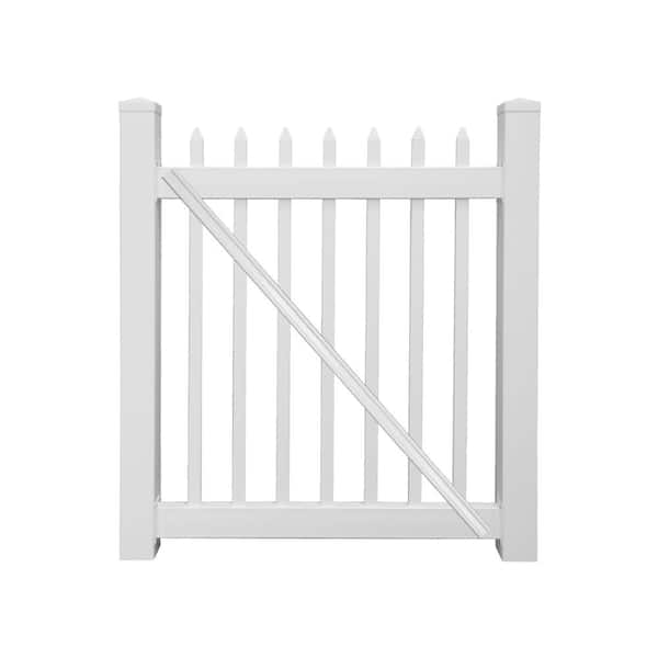 Weatherables Abbington 5 ft. W x 3 ft. H White Vinyl Picket Fence Gate Kit Includes Gate Hardware