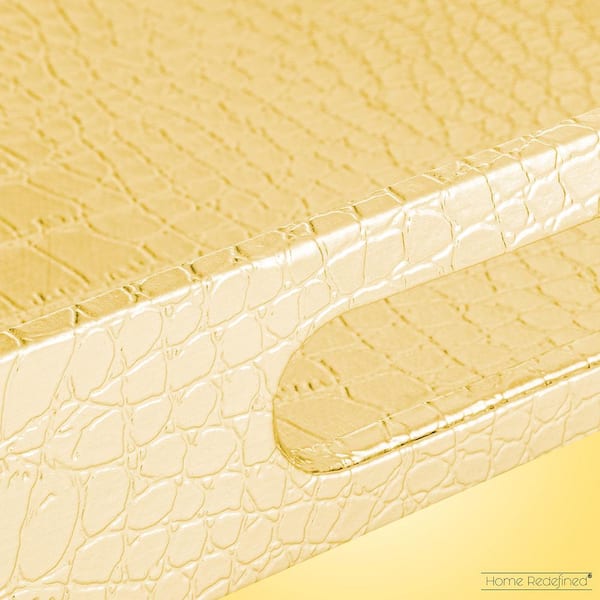 18 in. x 12 in. Gold Rectangle Alligator Faux Leather Decorative