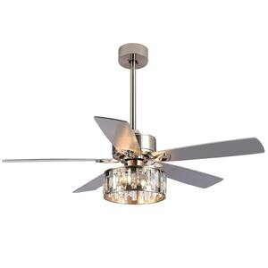 Sergio 52 in. Indoor Crystal Satin Nickel Ceiling Fan with Remote Control and Light Kit Included