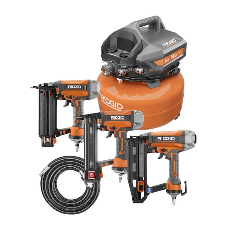 RIDGID 6 Gal. Portable Electric Pancake Air Compressor w/ 18GA Brad