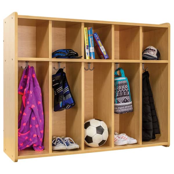 TOT MATE 5-Section Wall Locker, Assembled, Maple