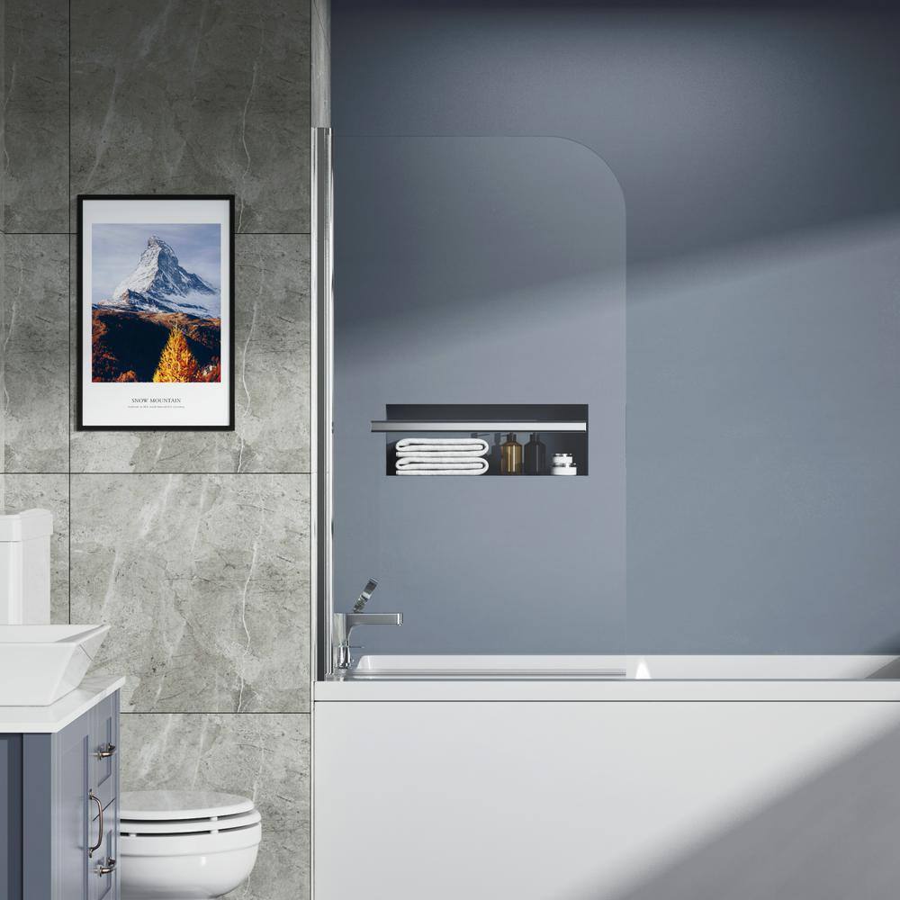 31'' x 55'' Stainless Steel Clear Glass Pivot Tub Door