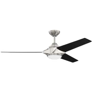 Echelon 54 in. Indoor Dual Mount Brushed Polished Nickel Ceiling Fan Integrated LED Light Kit with Remote & Wall Control
