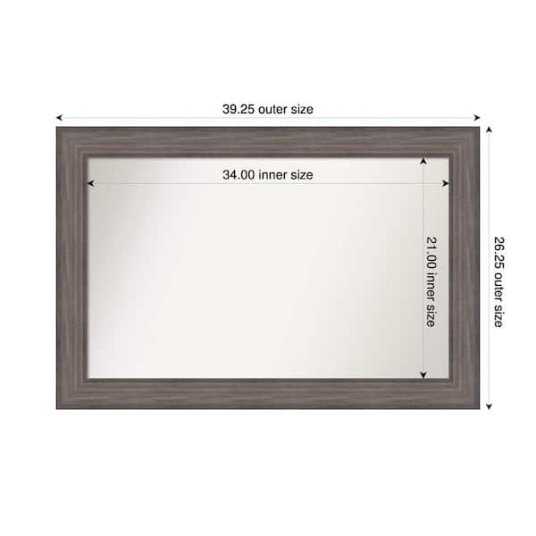 Amanti Art Country Barnwood 39.25 in. x 26.25 in. Custom Non-Beveled Wood Framed Bathroom Vanity Wall Mirror