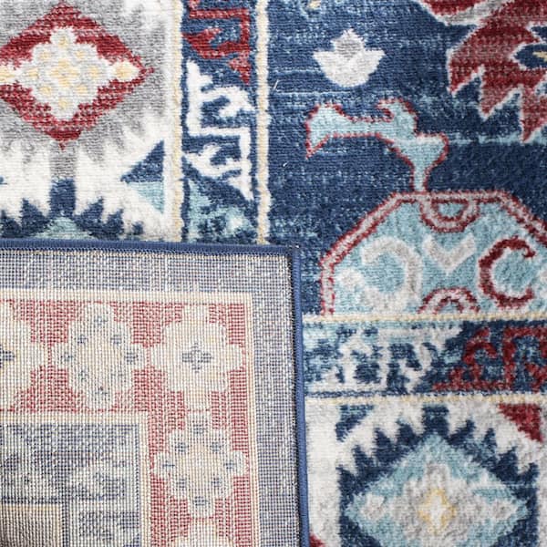 SAFAVIEH Kazak Navy/Red 9 ft. x 12 ft. Border Persian Oriental