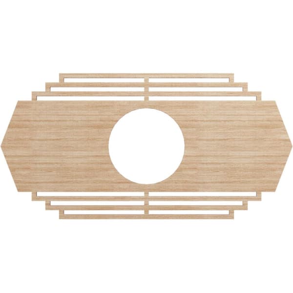 Ekena Millwork 20 in. x 10 in. x 5 1/4 in. x 1/4 in. Chrysler Wood Fretwork Pierced Ceiling Medallion, Alder