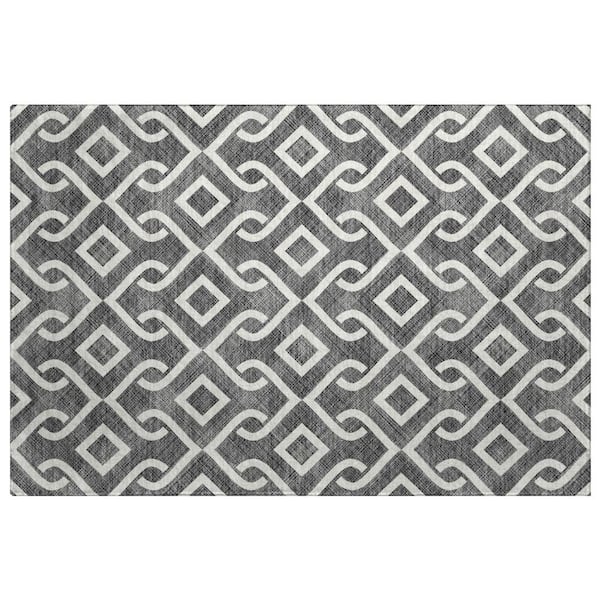 Dream Shag Premium Machine Washable Abstract ADS621 Black 3 ft. x 4 ft. Area Rug