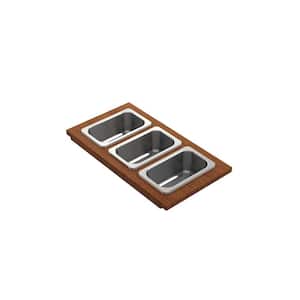 16 in. Prep Board Set for Workstation Sinks with 3 Rectangular Stainless Steel Bowls