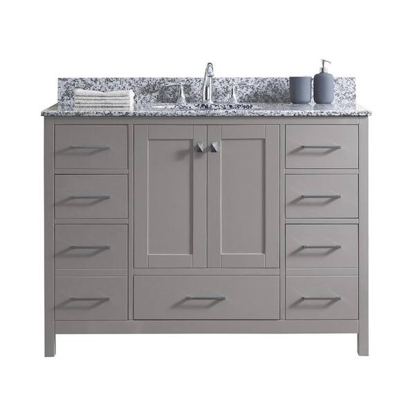 Virtu Usa Caroline Madison 49 In W Bath Vanity In Cashmere Gray With Granite Vanity Top In