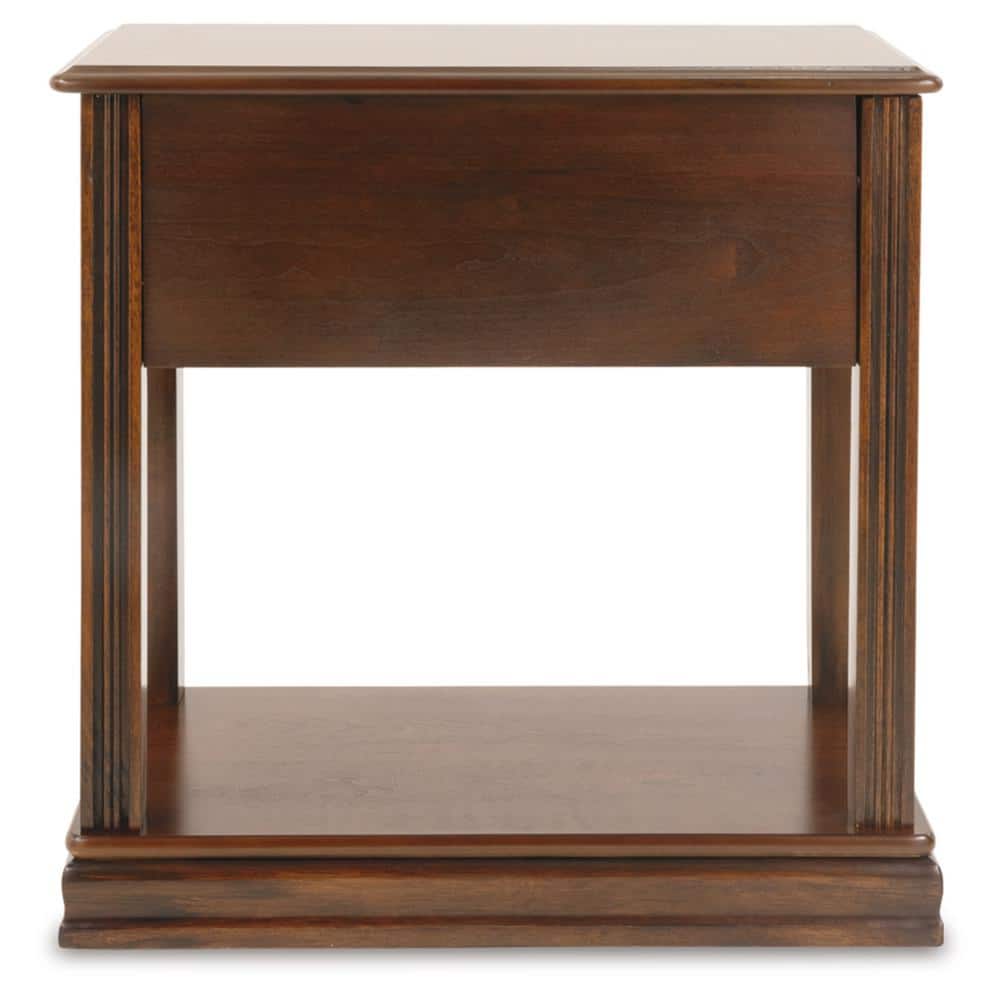 Breegin 13.13 in. Brown Rectangle MDF Chairside End Table with Removable Tray - thumbnail 2