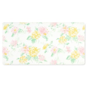Amber Floral Daisy Stripe Pink/Yellow 20 in. x 39 in. Anti Fatigue Reversible Water Resistant Kitchen Mat