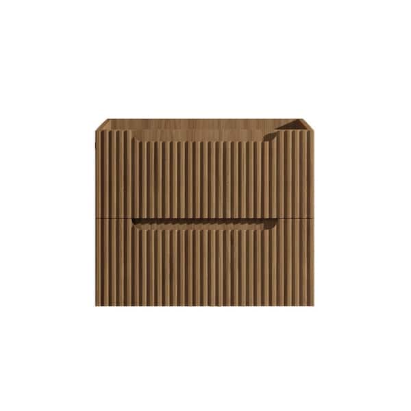 24 in. W x 18 in. D x 19 in. H Floating Wall-Mount Bath Vanity Cabinet without Top in Brown
