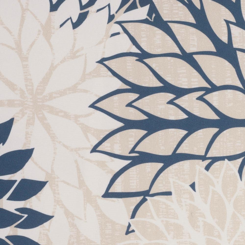 Ivory and Navy Floral Square Outdoor Throw Pillow