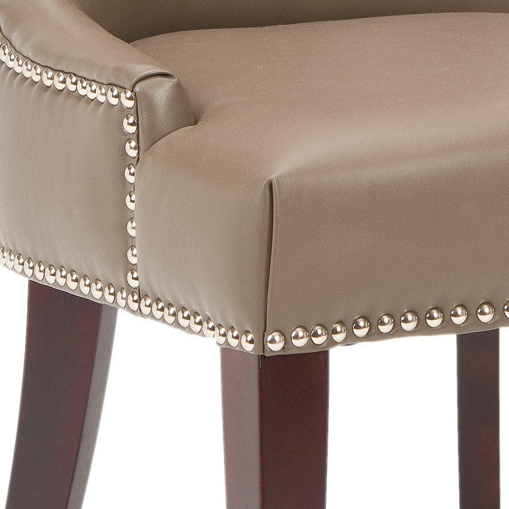 Transitional High-Back Clay Leather Upholstered Side Chair