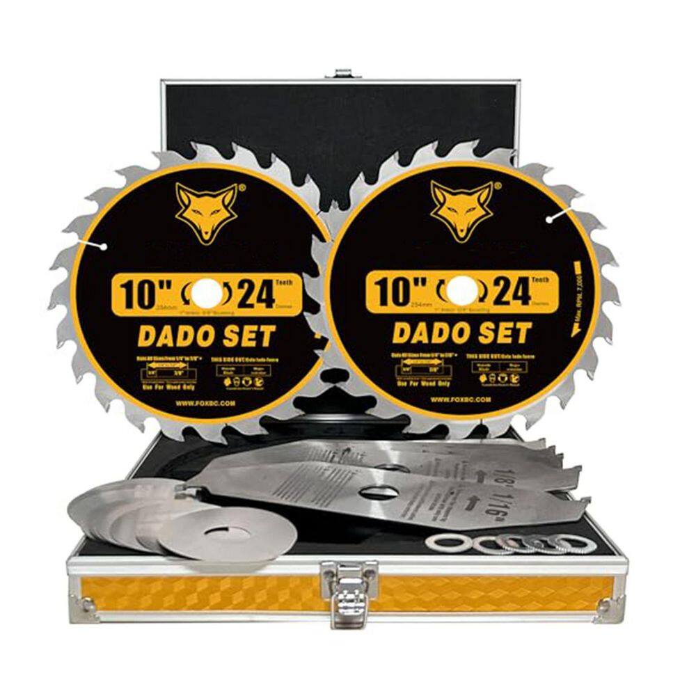 10x10 Carbide Stacking Dado Blade Set 1 Inch Arbor with 5/8 Inch Bushing Adjustable Width 27 Pieces price history on PriceWatchPro