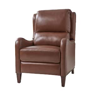 Hyde Brown Leather Standard (No Motion) Recliner with Adjustable Headrest