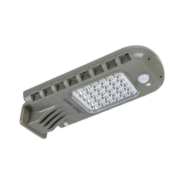 GAMA SONIC Solar 810 Lumen Dark Grey 2-in-1 Outdoor Motion Activated Security Area Wall Flood Light with Timer Wall and Post Mount