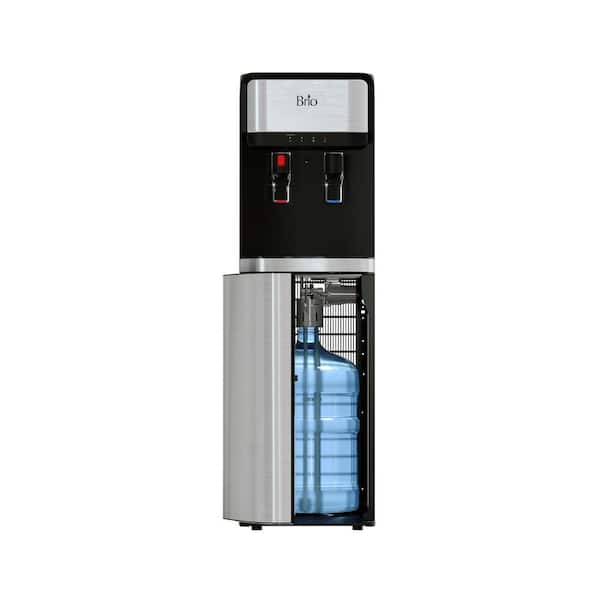 Brio Bottom-Load Water Cooler Dispenser Hot and Cold, Child Lock, LED Lights w/Empty Bottle Alert, Silver