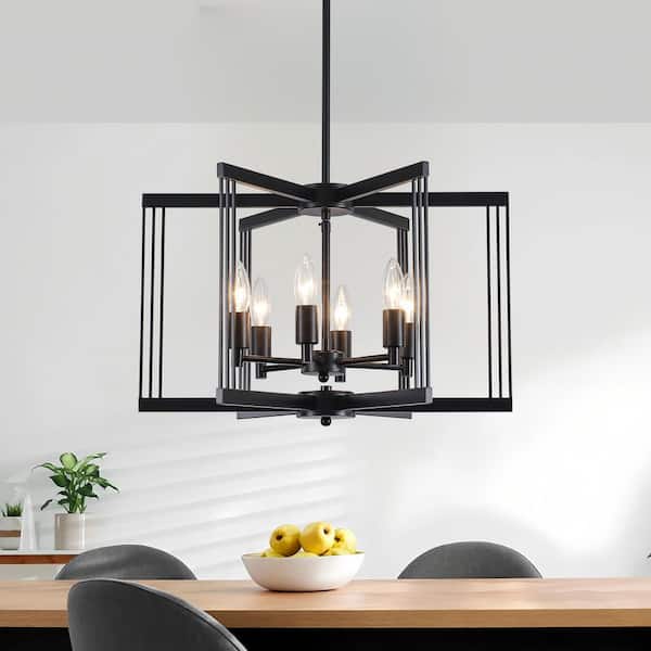Emeritpro 8-Light Matte Black Chandelier Pendant Light with Iron