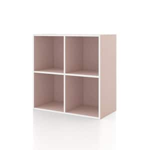 Quincy 23.7 in. Tall Stackable Light Pink Engineered Wood 4-Shelf Modern Modular Bookcase