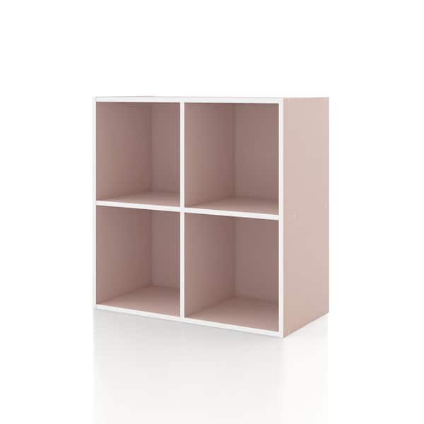 Furniture of America Quincy 23.7 in. Tall Stackable Light Pink Engineered Wood 4-Shelf Modern Modular Bookcase