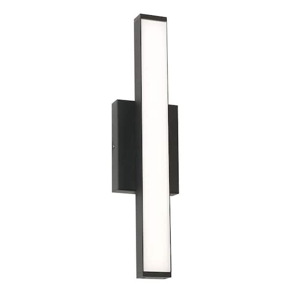 Gale 18.00 in. Textured Black Outdoor Hardwired Cylinder Sconce with Integrated LED
