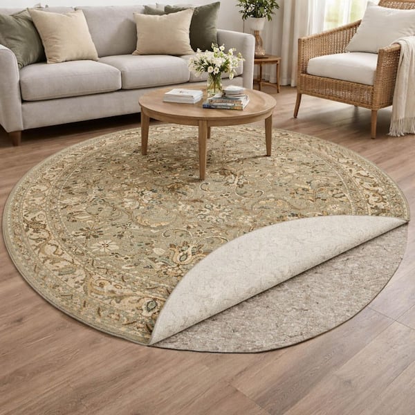 Dual Surface 4 ft. 10 in. x 4 ft. 10 in. Round Interior 1/2 in. Thickness Rug Pad
