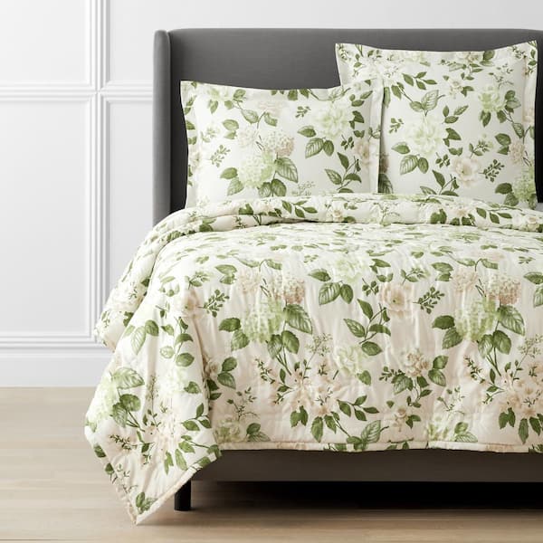 The Company Store Legends Hotel Green Multi Blooming Flowers Twin Wrinkle-Free Sateen Coverlet