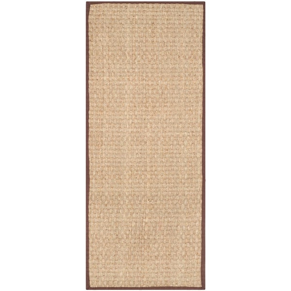 SAFAVIEH Natural Fiber Natural/Dark Brown 3 ft. x 6 ft. Border Woven Runner Rug