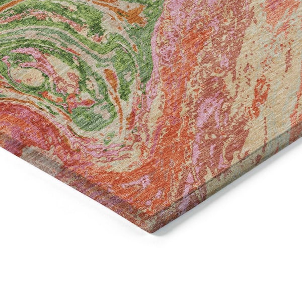 Chantille Machine Washable Indoor/Outdoor Abstract ACN1061 Coral 5 ft. x 7 ft. 6 in. Area Rug
