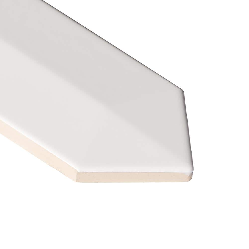 White Polished Ceramic Hexagonal Wall Tile, 3x13 inches