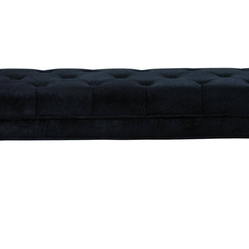 Chatham Transitional Tufted Black Velvet 53'' Bench