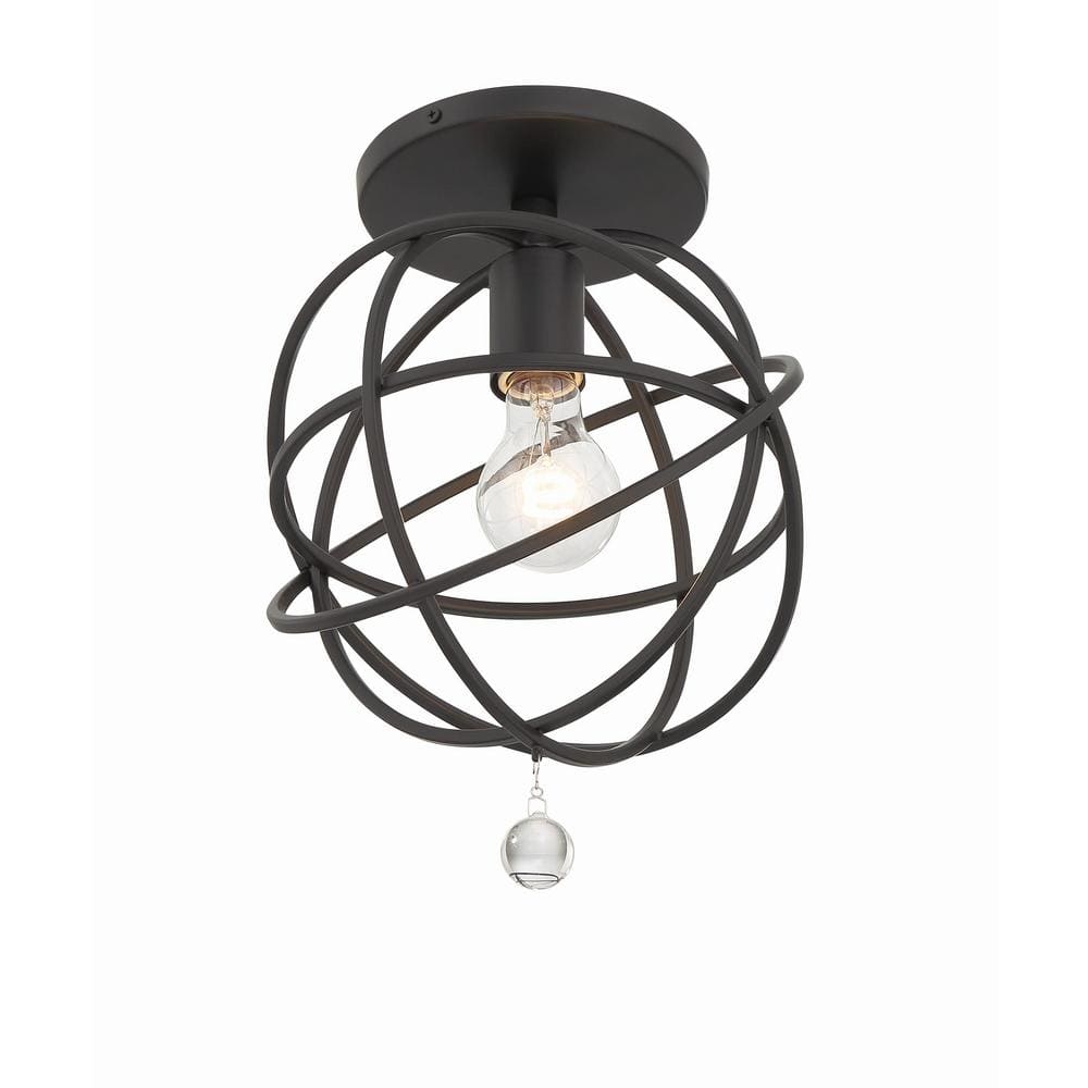Solaris Black Metal Mini Pendant with Clear Glass Drops