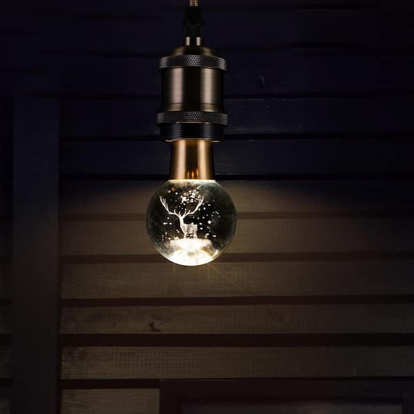 5-Watt Equivalent Stag Globe Shaped E26/27 Crystal LED Light Bulb in Warm White (1-Pack)