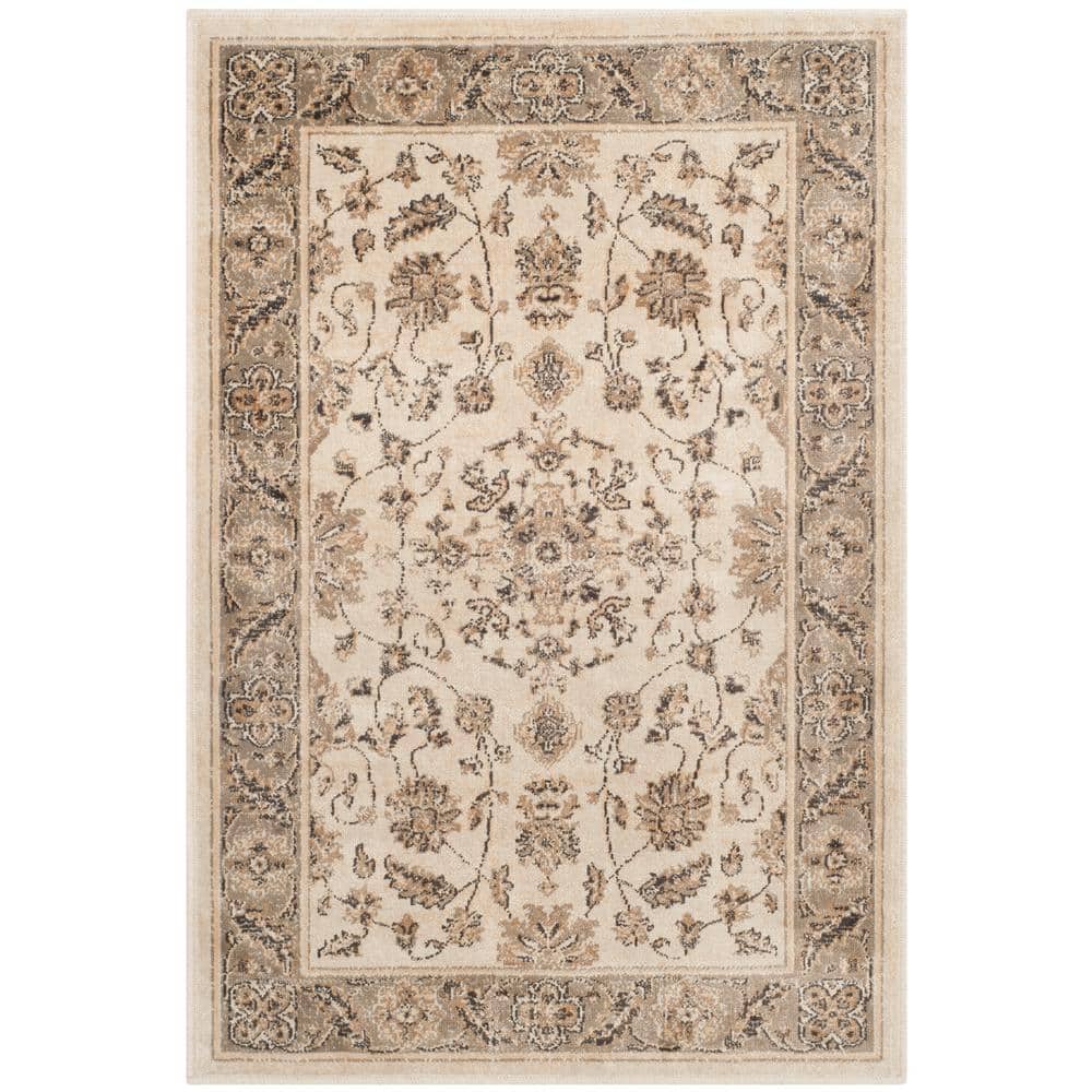 Elegant Stone & Mouse 24" Transitional Vintage Wool-Blend Rug