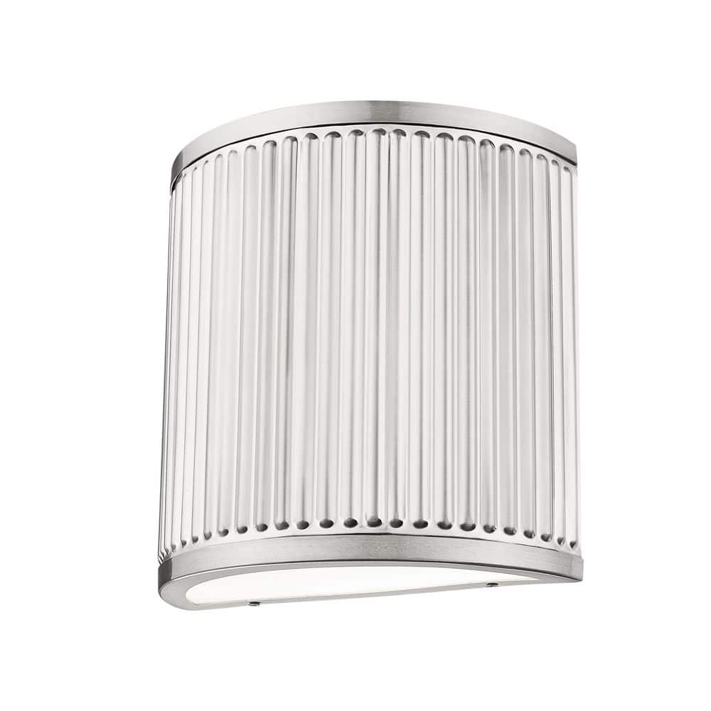 Stari 8 in. Brushed Nickel Integrated LED 1 Light Wall Sconce with Frosted 