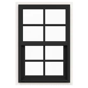 24 in. x 36 in. V-4500 Series Bronze FiniShield Single-Hung Vinyl Window with 4-Lite Colonial Grids/Grilles
