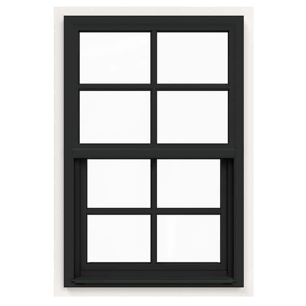JELD-WEN 24 in. x 36 in. V-4500 Series Bronze FiniShield Single-Hung Vinyl Window with 4-Lite Colonial Grids/Grilles