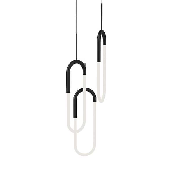 KUZCO Huron 3 Head 1-Light 30-Watt Black Integrated LED Pendant Light