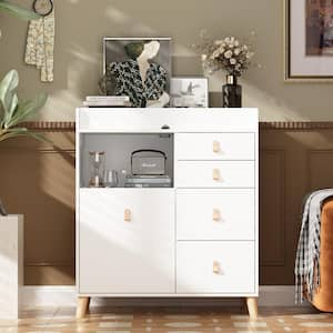 FUFU&GAGA 5-Drawer White Wood Chest of Drawer Accent Storage Cabinet ...