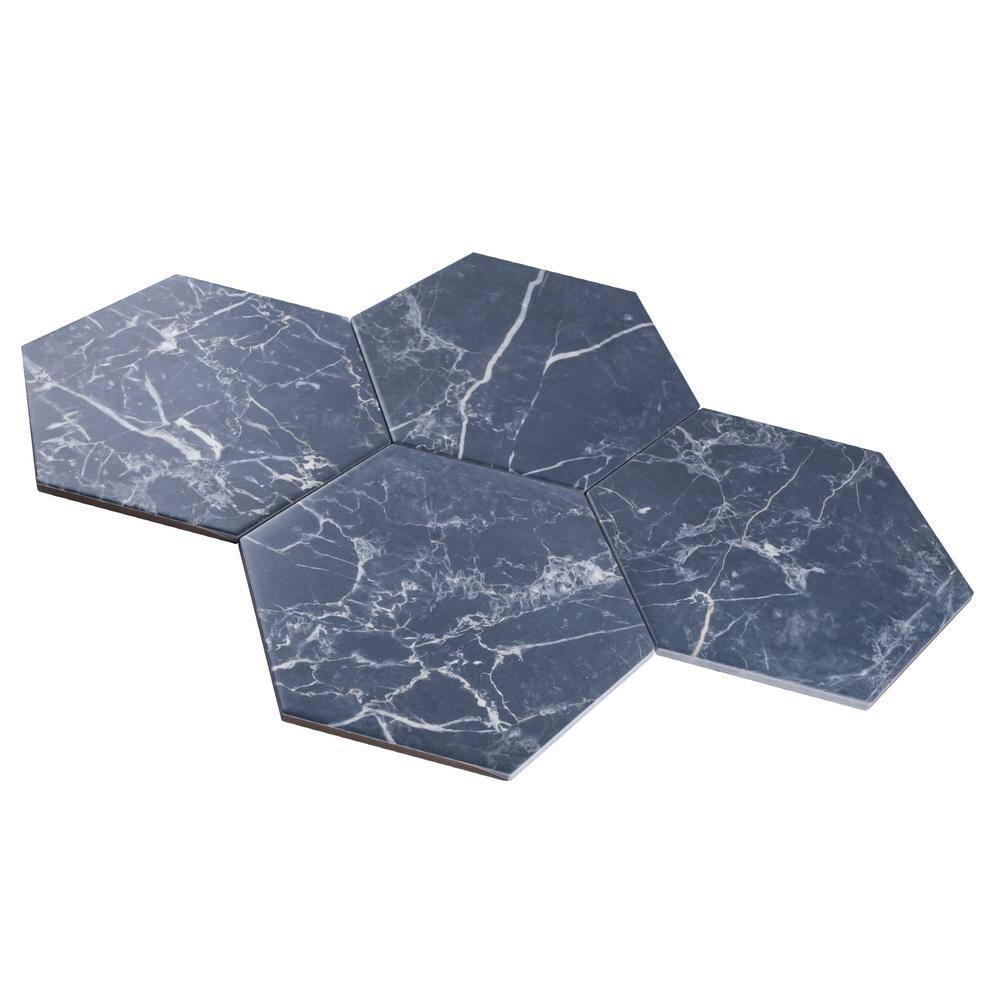 Elegance Blue Hexagon Matte Porcelain Wall and Floor Tile