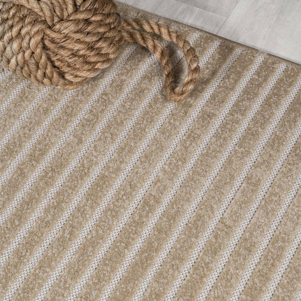 Aarhus Beige and Cream Striped 8' x 10' Synthetic Area Rug
