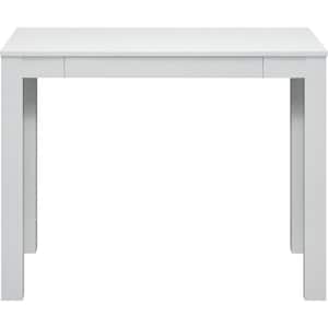 39 in. White Rectangular 1 -Drawer Writing Desk with Parsons Styling