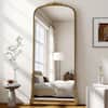 XRAMFY Antique Gold 32 in. W x 71 in. H Carved Arched PU Frame Full Length Floor Mirror FMPUAC023271GD
