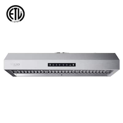 36 in. 560 CFM Ducted Under Cabinet Range Hood in Stainless Steel with 3-Way Venting Removable LED and Gesture Control