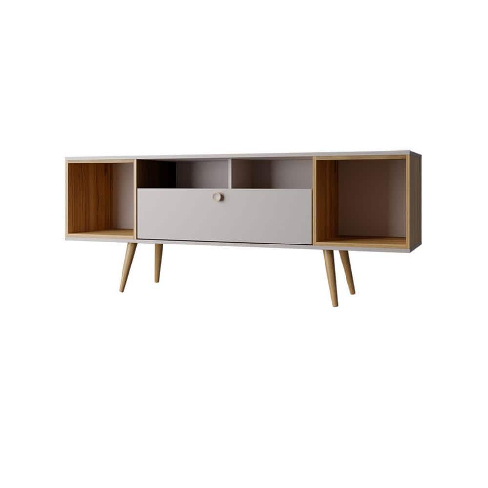 Theodore Off White and Cinnamon 63" TV Stand with Cabinet