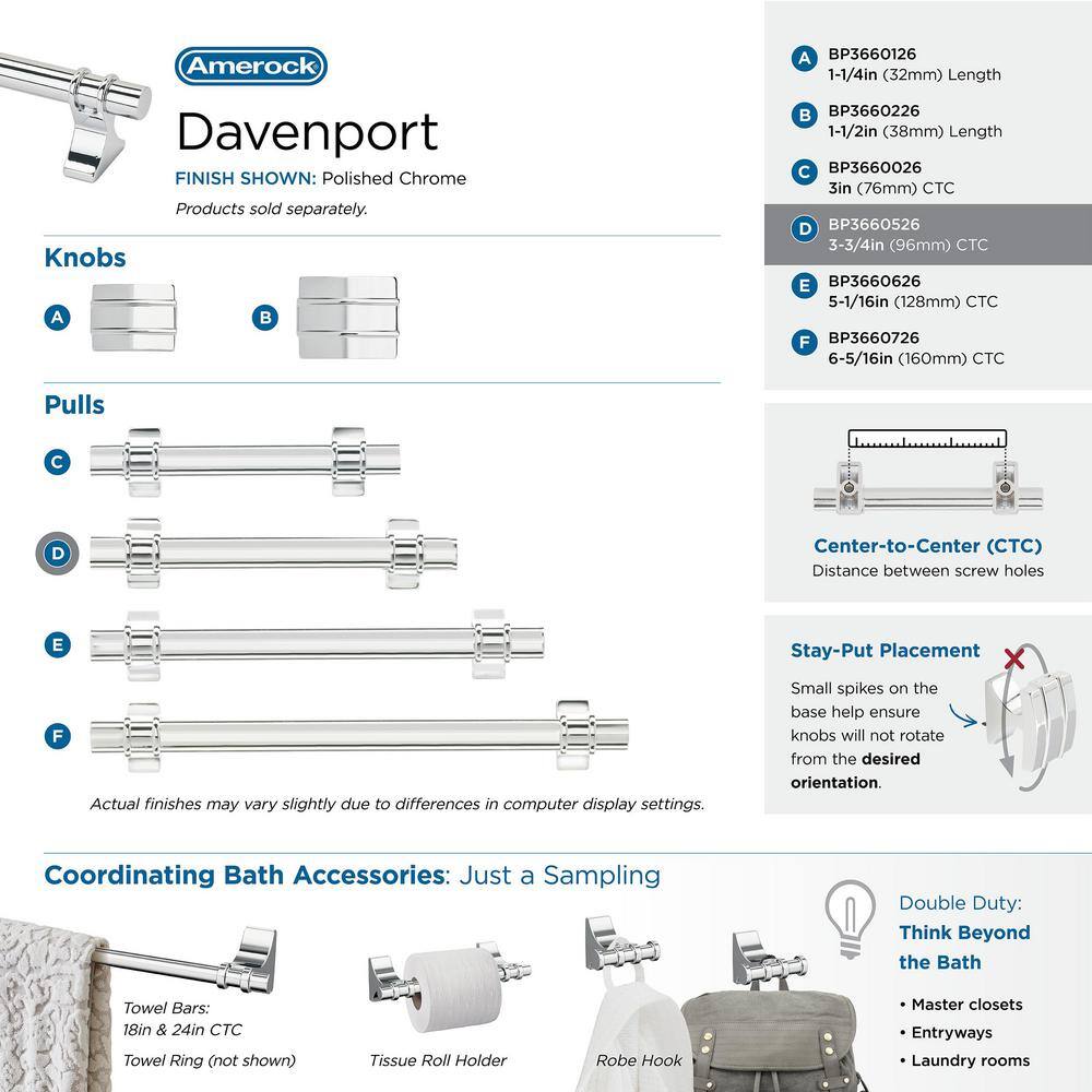 Davenport Polished Chrome Modern Cabinet Pull with Mounting Hardware