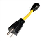 8 in. 12/3 SJTW 3-Wire Household Regular 15 AMP Plug 5-15P to 20 AMP L14-20R (2 Hots Bridged) Adapter Cord