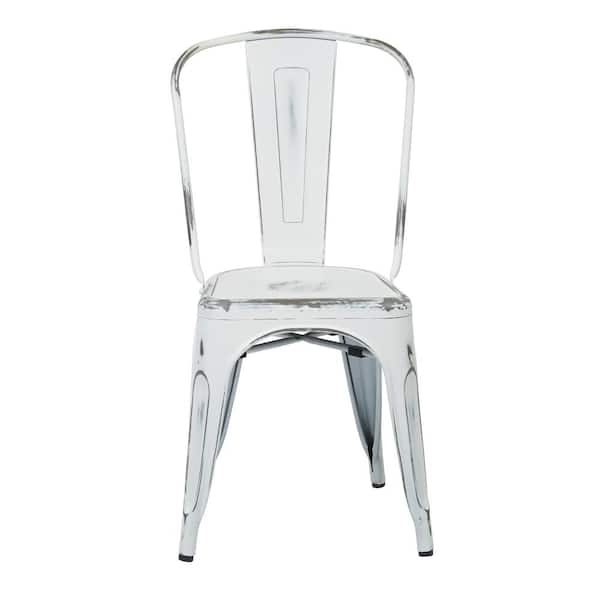 OSP Home Furnishings Bristow Antique White Metal Side Chair (Set of 4)